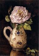 White Rose in a Glazed Ceramic Pitcher with Floral Design Hirst, Claude Raguet